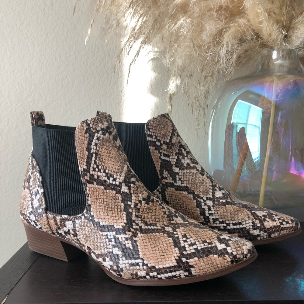 Snake print booties